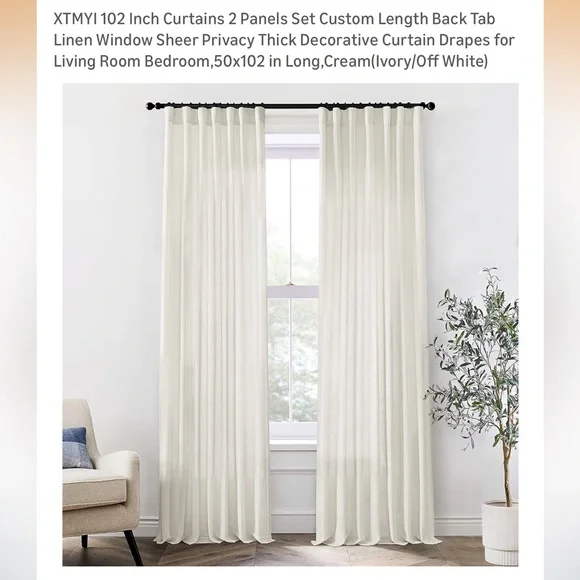 4 Linen Curtains - Picture 2 of 4